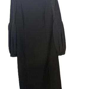Carine Women's sz12 Elegant Black Dress with Pleated Sleeves